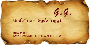 Grüner Gyöngyi névjegykártya